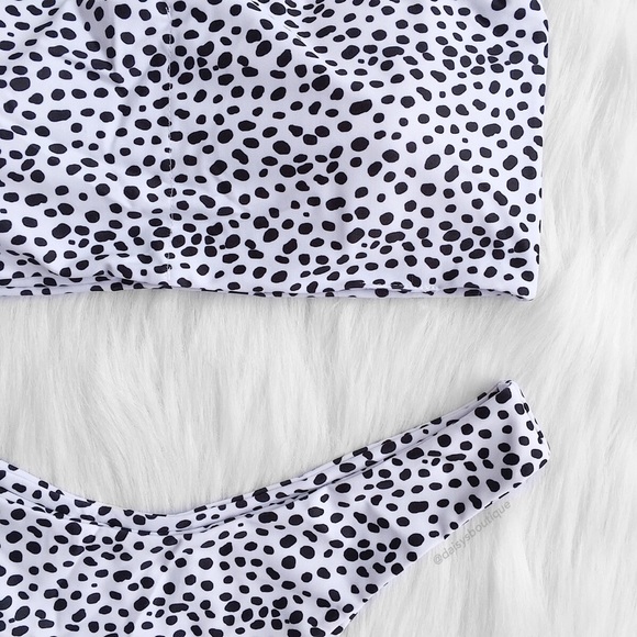 White black speckled bandeau bikini - Picture 2 of 5